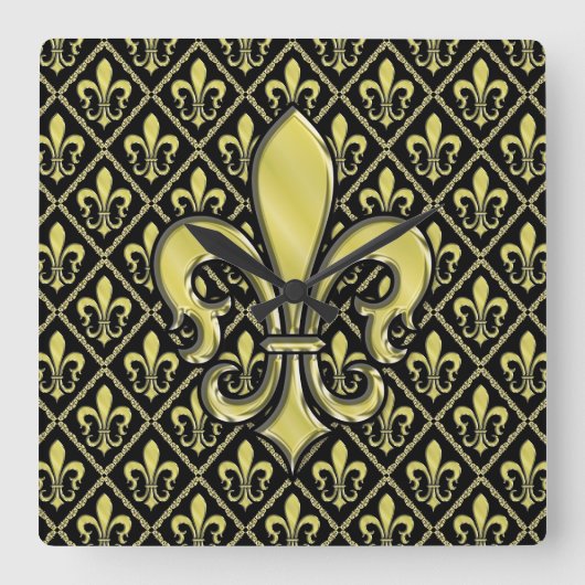 Cool Mardi Gras Fleur de Lis Design Vierkante Klok (Voorkant)