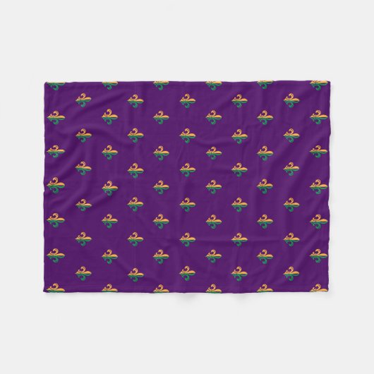 Cool Mardi Gras Fleur de Lis Fleece Deken (Voorkant (Horizontaal))