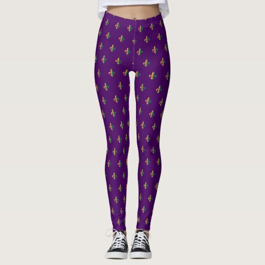 Cool Mardi Gras Fleur de Lis Leggings (Voorkant)