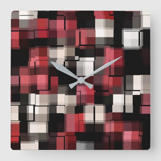 COOL Maroon Black White - Abstract patroon Vierkante Klok (Voorkant)