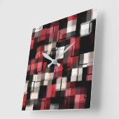 COOL Maroon Black White - Abstract patroon Vierkante Klok (Hoek)