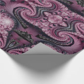 Cool Maroon en zwart decoratief fractal patroon Cadeaupapier (Hoek)