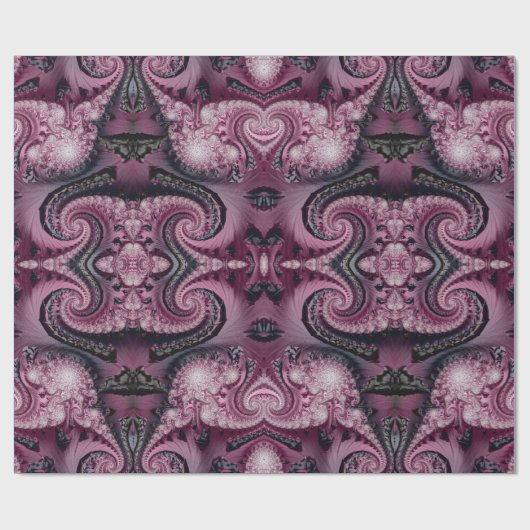 Cool Maroon en zwart decoratief fractal patroon Cadeaupapier (Vlak)