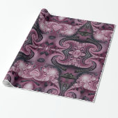 Cool Maroon en zwart decoratief fractal patroon Cadeaupapier (Uitgerold)