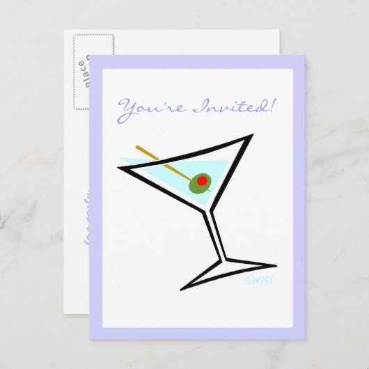 Cool Martini glas Cocktail Party uitnodiging (Voorkant / Achterkant)