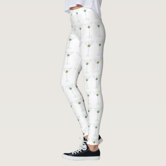 Cool Martini Glass en Olive met aangepast monogram Leggings (Links)