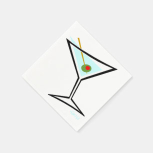 Cool Martini Olive Cartoon Modern Cocktail Party Servetten