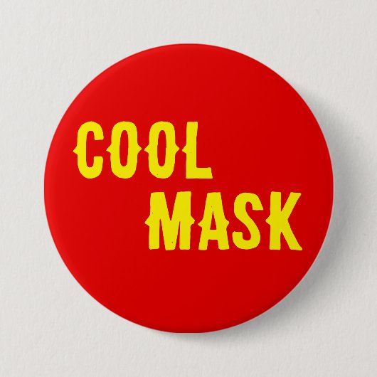 Cool Mask- gele tekst met rode achtergrond Ronde Button 7,6 Cm (Voorkant)