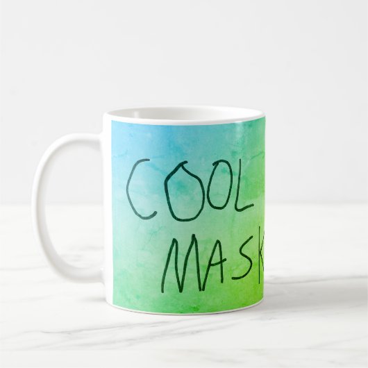 Cool Mask Original Handschrift blauw en groen Koffiemok (Links)