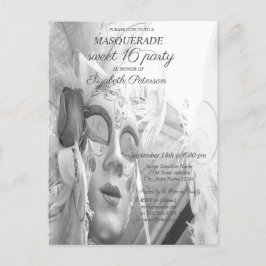 Cool Masquerade Chic Masque Sweet 16 Uitnodiging Briefkaart