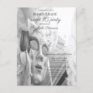 Cool Masquerade Chic Masque Sweet 16 Uitnodiging Briefkaart
