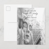 Cool Masquerade Chic Masque Sweet 16 Uitnodiging Briefkaart (Voorkant / Achterkant)