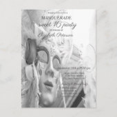 Cool Masquerade Chic Masque Sweet 16 Uitnodiging Briefkaart (Voorkant)