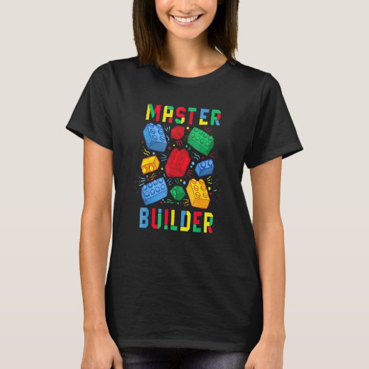 Cool Master Builder Building Blocks Mannen Vrouwen T-shirt (Voorkant)
