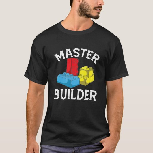 Cool Master Builder Funny Building Blocks Gift Man T-shirt (Voorkant)