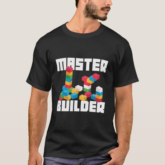 Cool Master Builder Funny Building Blocks Gift Man T-shirt (Voorkant)