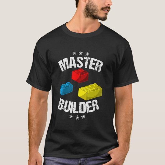 Cool Master Builder Funny Building Blocks Gift Man T-shirt (Voorkant)