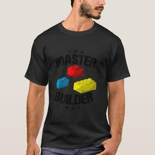 Cool Master Builder Funny Building Blocks Gift Man T-shirt (Voorkant)