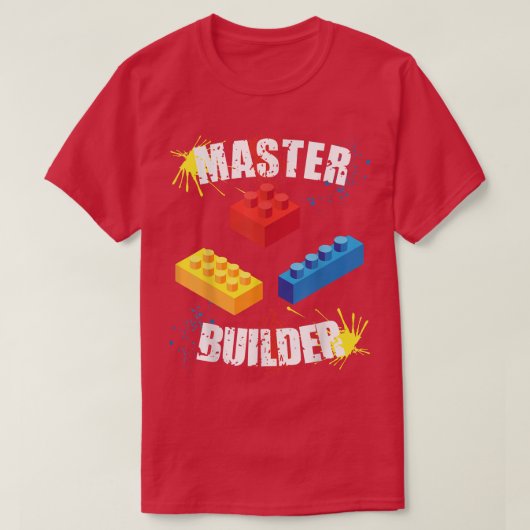 Cool Master Builder Funny Building Blocks Mannen W T-shirt (Design voorkant)