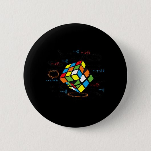Cool Math Rubik Rubix Rubics Speler Kubus Wiskunde Ronde Button 5,7 Cm (Voorkant)