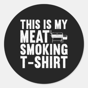 Cool Meat Smoking Art voor mannen vrouwen BBQ Gril Ronde Sticker