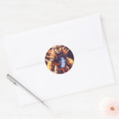Cool Mecha Tiger met Cyborg Steampunk Style Ronde Sticker (Envelop)