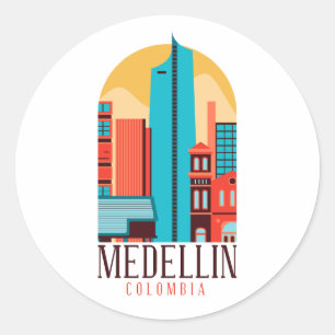 Cool Medellin Colombia  stadsgezicht Ronde Sticker