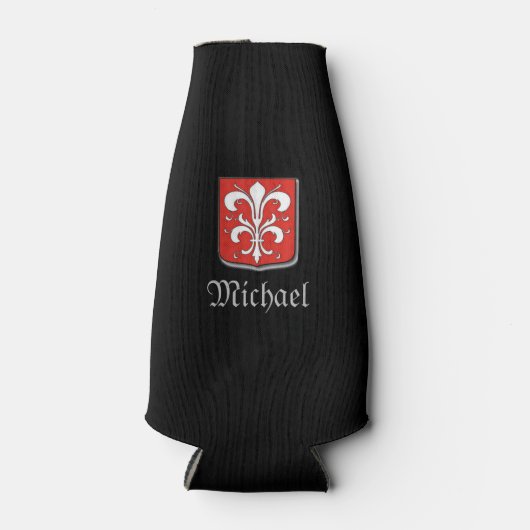 Cool Medieval Black en Red Knight Shield Flesjeskoeler (Voorkant)