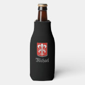 Cool Medieval Black en Red Knight Shield Flesjeskoeler (Fles Voorkant)