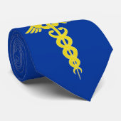 Cool Medisch Caduceus Symbool Blauw stropdas (Opgerold)