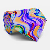 Cool meerkleurig golvend zigzagpatroon stropdas (Opgerold)