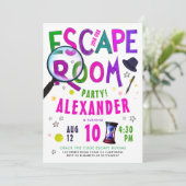 Cool Meisje Escape Room Paarse Roze Typo Waterverf Kaart (Staand voorkant)