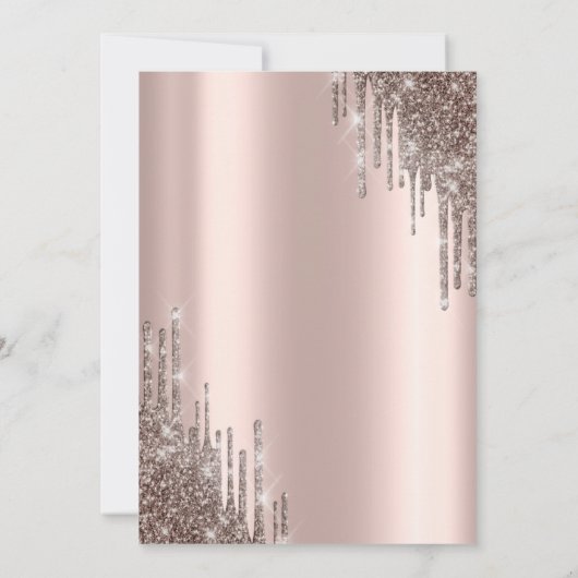 Cool Meisje, Glitter Drips Roos Gold 60th Kaart (Achterkant)