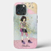 Cool Meisje met Donker Haar Gouden Naam Case-Mate iPhone Case (Achterkant)