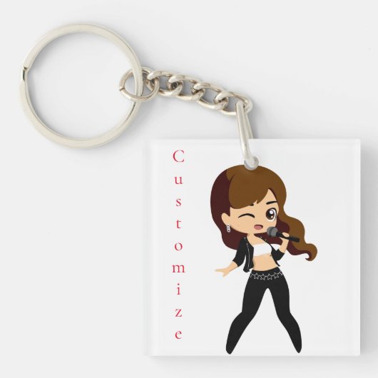 Cool Meisje Zingt Karaoke Thunder_Cove Sleutelhanger (voorkant)