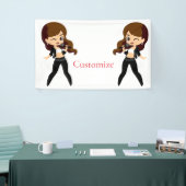 Cool Meisje Zingt Karaoke Thunder_Cove Spandoek (Beurs)