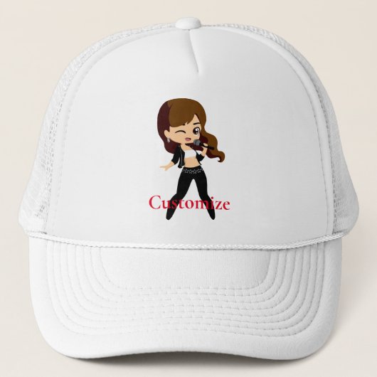 Cool Meisje Zingt Karaoke Thunder_Cove Trucker Pet (Voorkant)