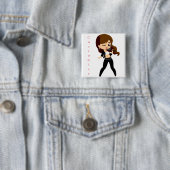 Cool Meisje Zingt Karaoke Thunder_Cove Vierkante Button 5,1 Cm (In situ)