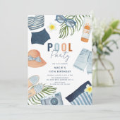 Cool Meisje Zwembad Party Verjaardag Uitnodiging (Staand voorkant)