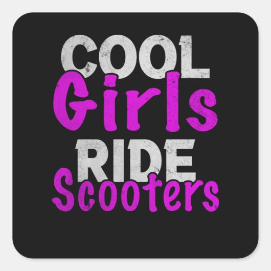 Cool meisjes rijden scooters scooter vierkante sticker (Voorkant)