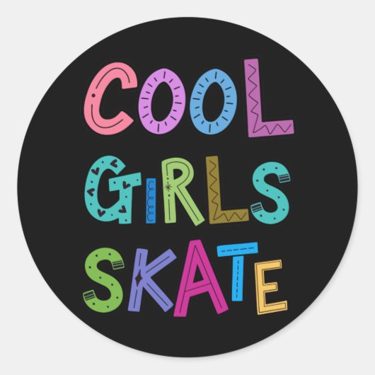 Cool Meisjes Schaats Schaatser IJsrol Vrouwen Kind Ronde Sticker (Voorkant)