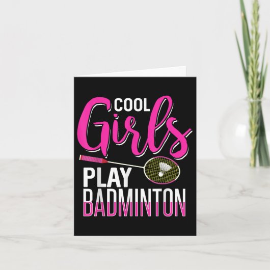 Cool Meisjes Spelen Badminton Kaart (Voorkant)