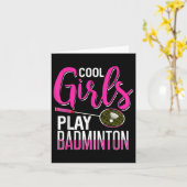 Cool Meisjes Spelen Badminton Kaart (Gele Bloem)