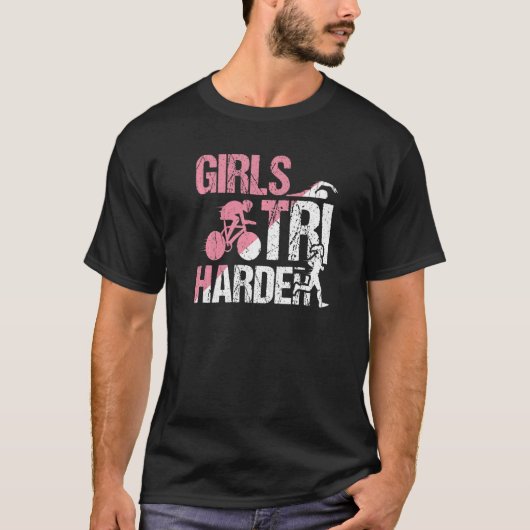 Cool Meisjes Tri Harder Triathlon Mam T-shirt (Voorkant)