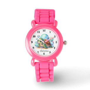 Cool meisjes zee schildpad voeg naam toe horloge