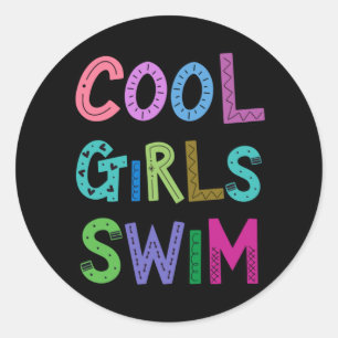 Cool Meisjes Zwemmen Zwemmer Vrouwen Kinder Ronde Sticker