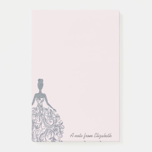 Cool Meisjesachtig Zilver Glitter Jurk - Persoonli Post-it® Notes (Voorkant)