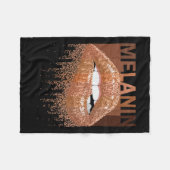 Cool Melanin Queen Lips Black Queen Fleece Deken (Voorkant (Horizontaal))