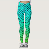 Cool Mermaid Aqua Blue Gradient Fish Scale Pattern Leggings (Voorkant)