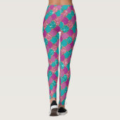 cool mermaid glitter unicorn patroon turquois roze leggings (Achterkant)